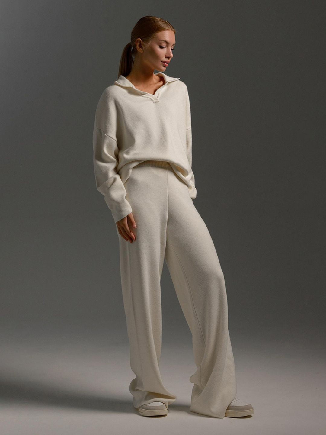 Signature Loft-Knit Open-Collar Lounge Set