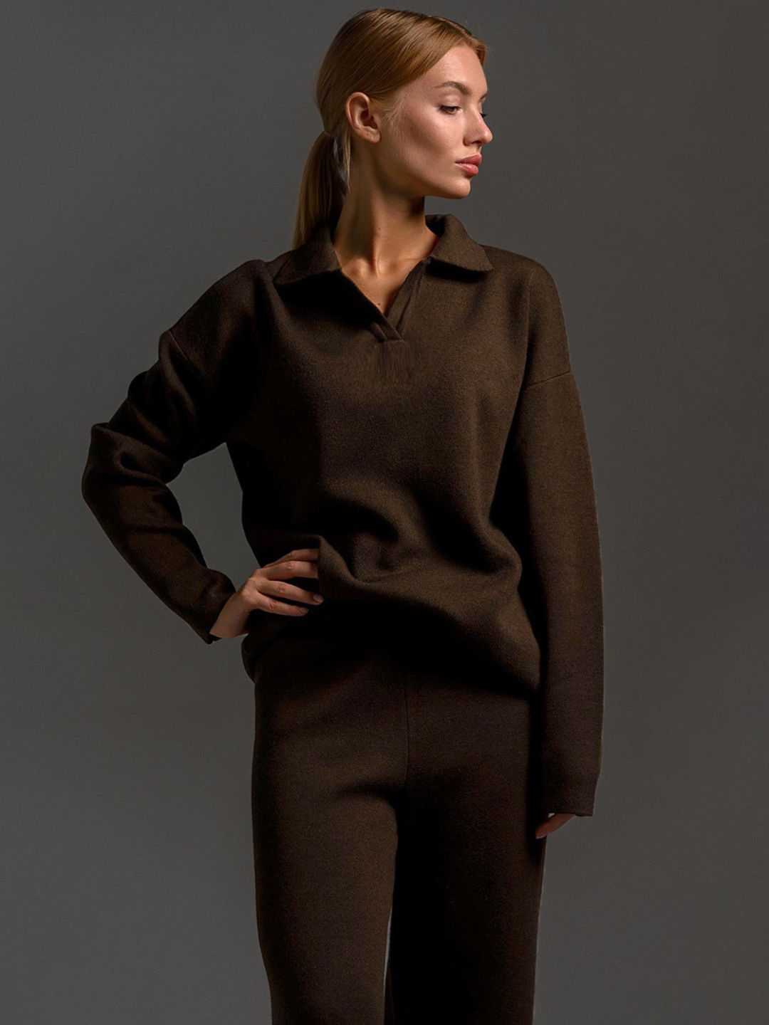 Signature Loft-Knit Open-Collar Lounge Set