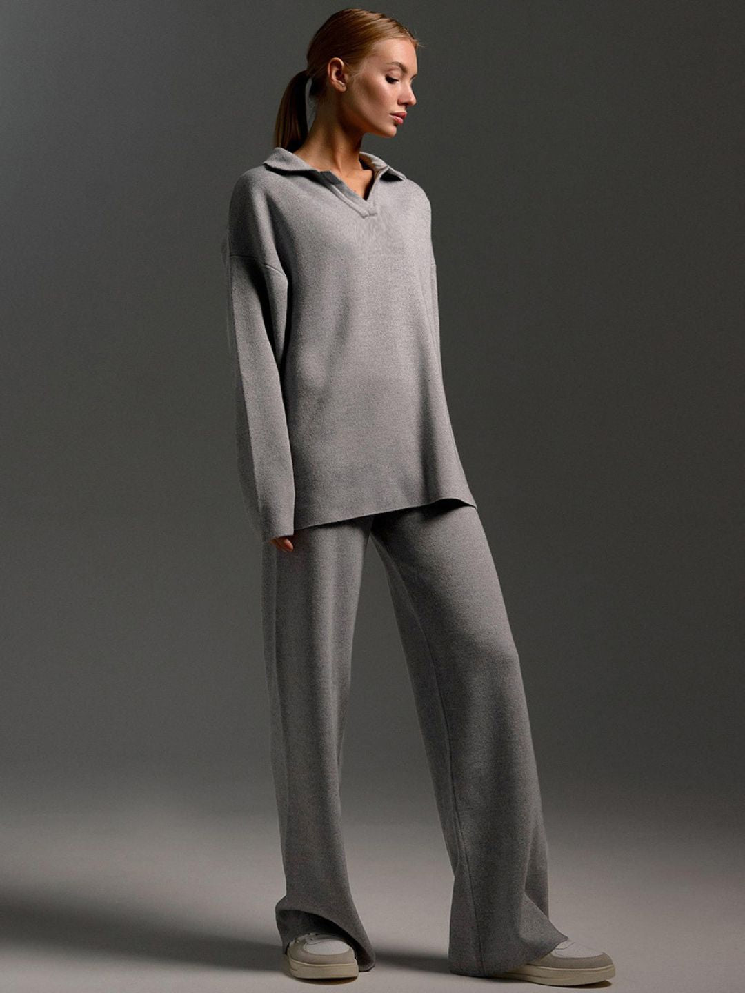 Signature Loft-Knit Open-Collar Lounge Set