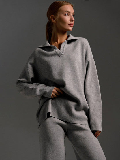 Signature Loft-Knit Open-Collar Lounge Set