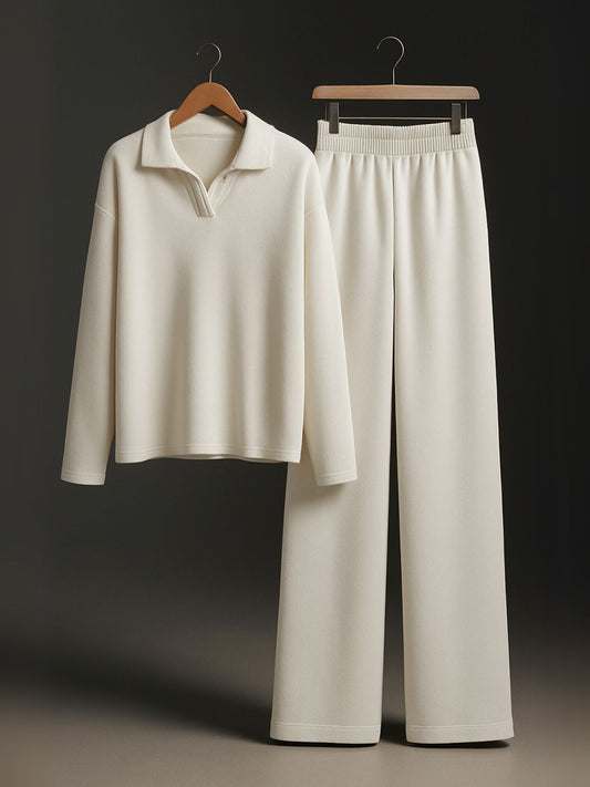 Signature Loft-Knit Open-Collar Lounge Set