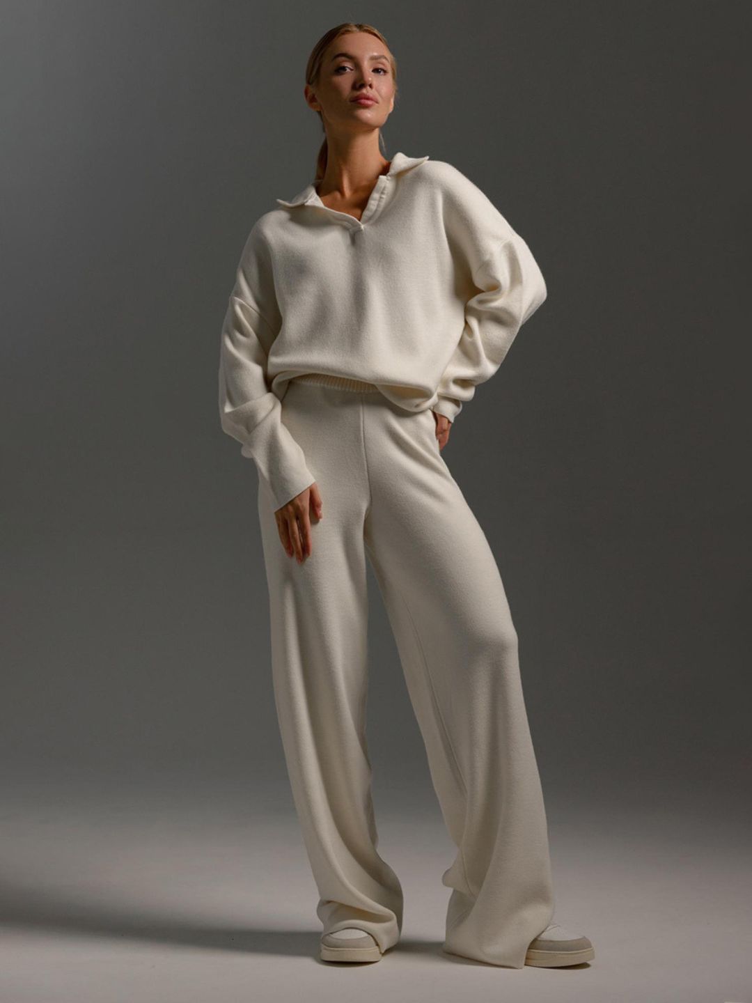 Signature Loft-Knit Open-Collar Lounge Set