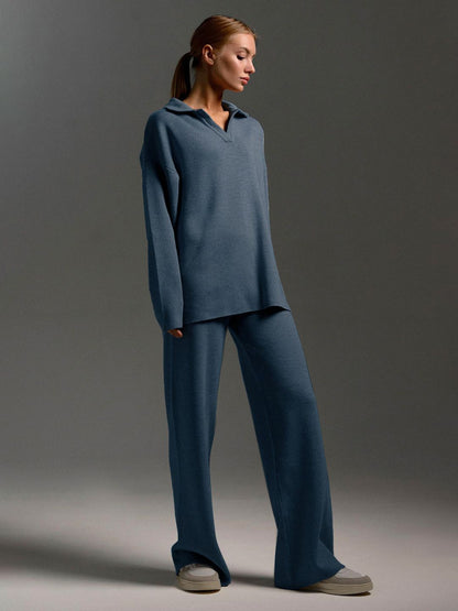 Signature Loft-Knit Open-Collar Lounge Set