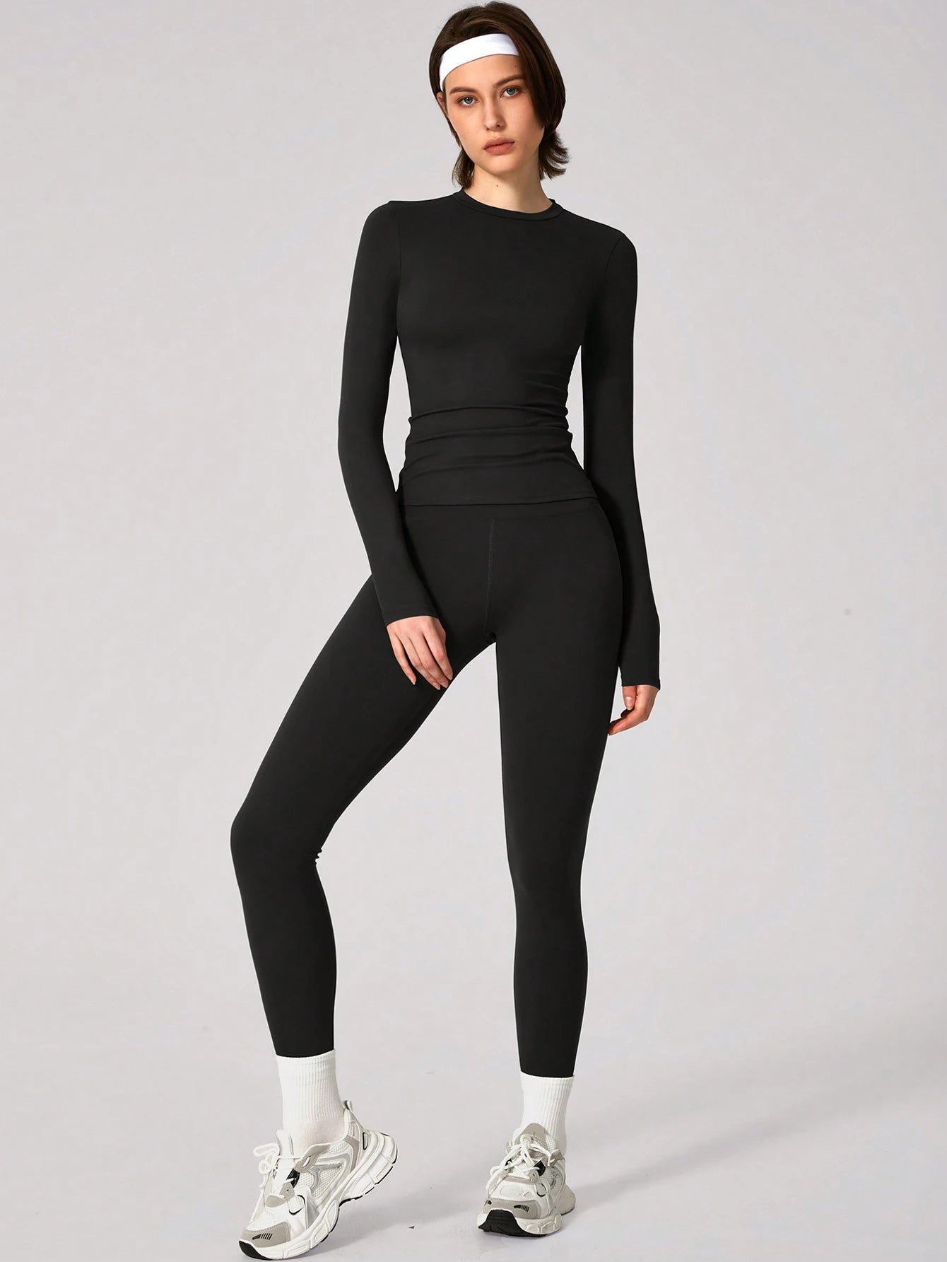 High Elastic Round Neck Slim Fit Athletic Set