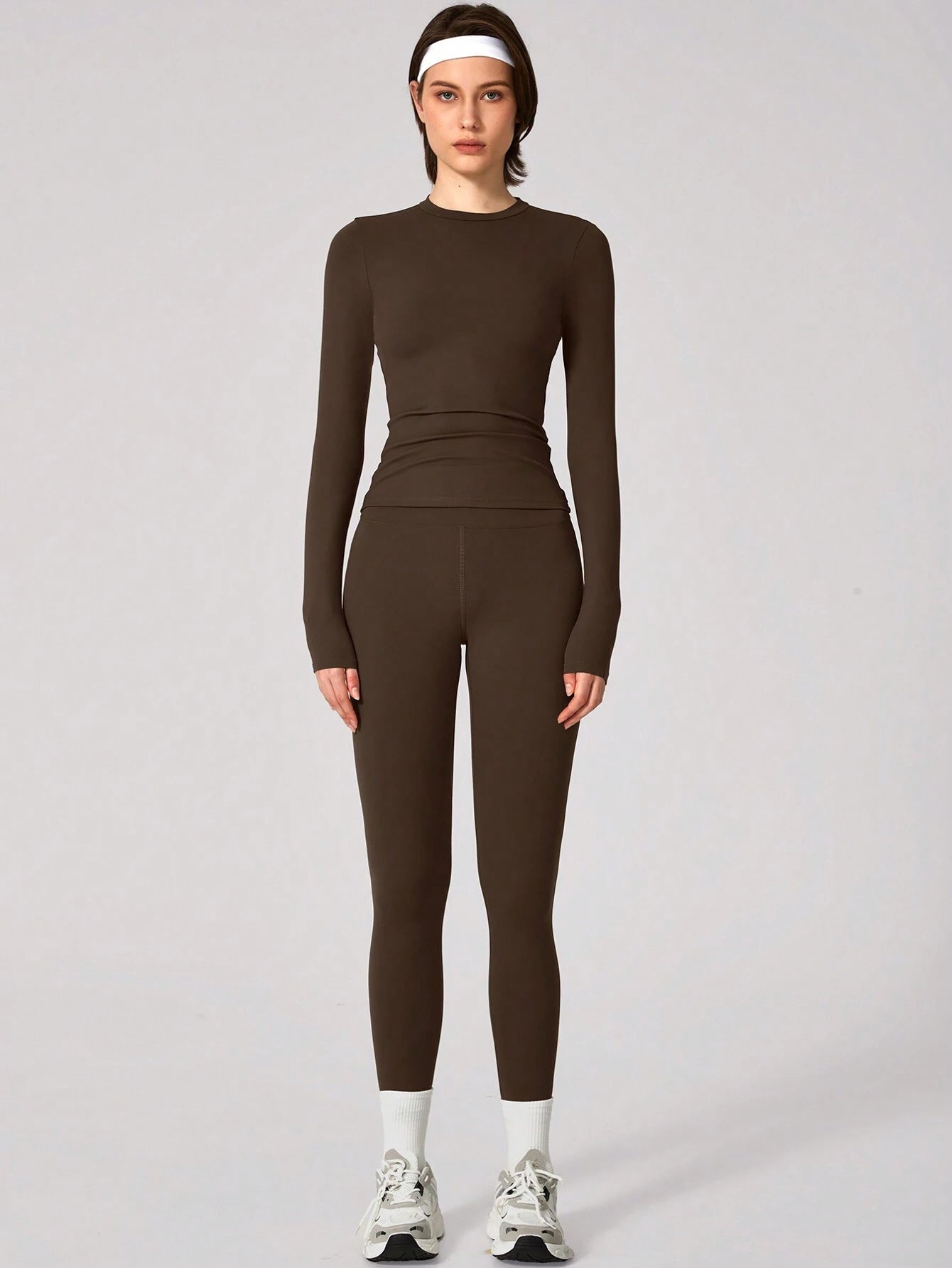 High Elastic Round Neck Slim Fit Athletic Set