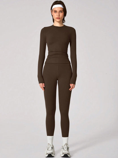 High Elastic Round Neck Slim Fit Athletic Set