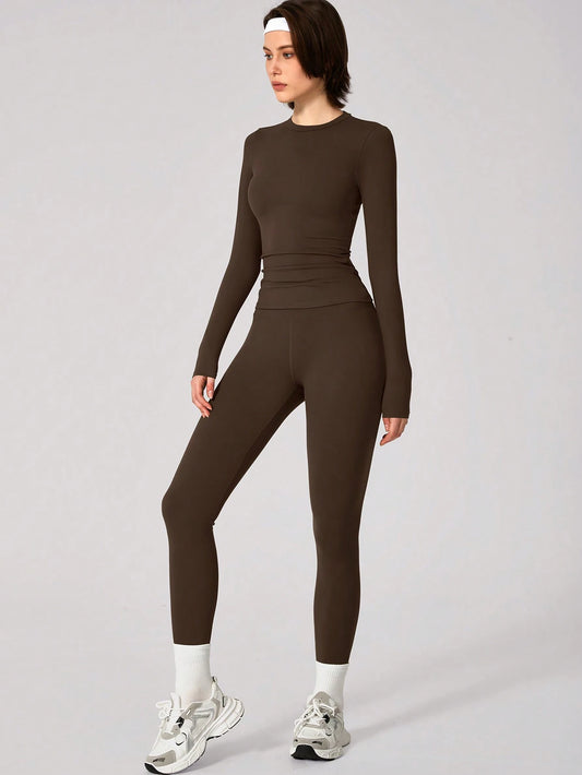 High Elastic Round Neck Slim Fit Athletic Set