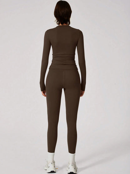 High Elastic Round Neck Slim Fit Athletic Set