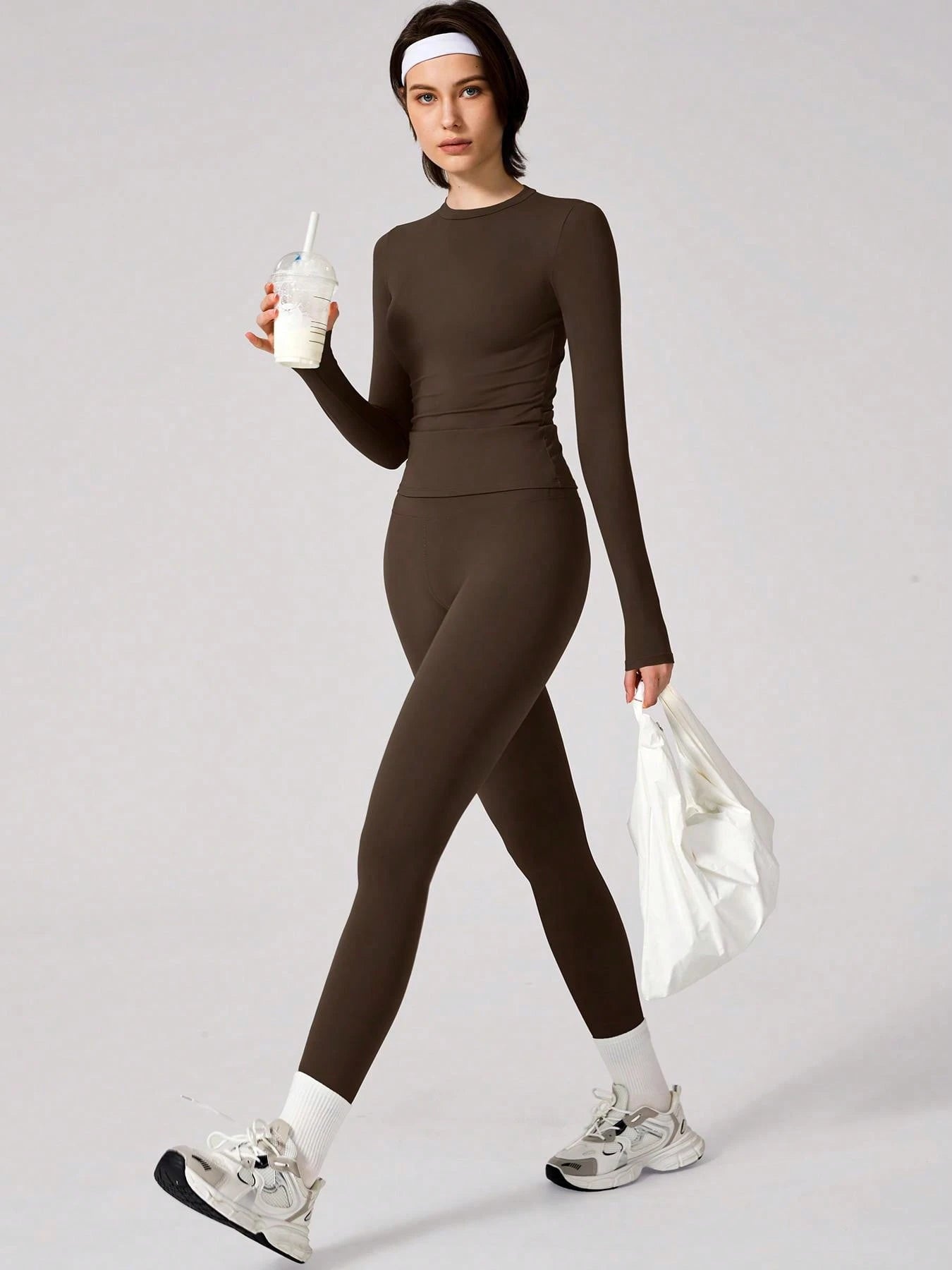 High Elastic Round Neck Slim Fit Athletic Set