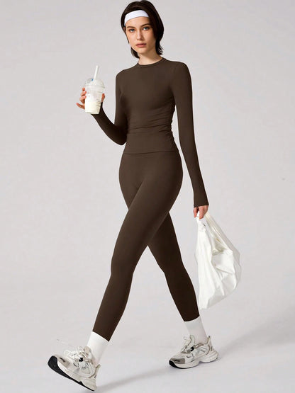 High Elastic Round Neck Slim Fit Athletic Set