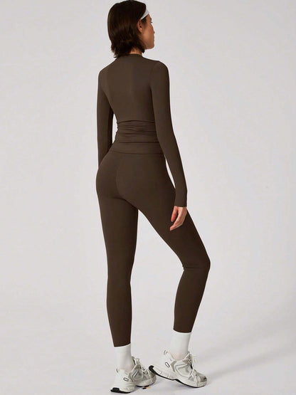 High Elastic Round Neck Slim Fit Athletic Set
