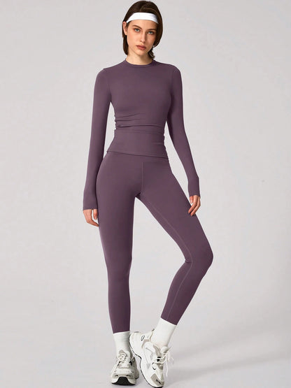 High Elastic Round Neck Slim Fit Athletic Set