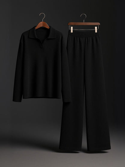 Signature Loft-Knit Open-Collar Lounge Set
