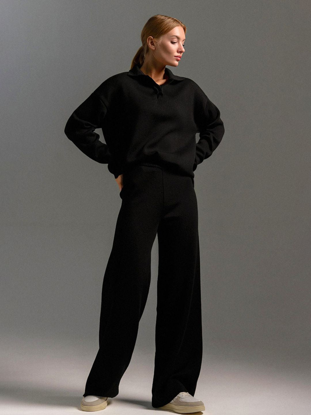 Signature Loft-Knit Open-Collar Lounge Set