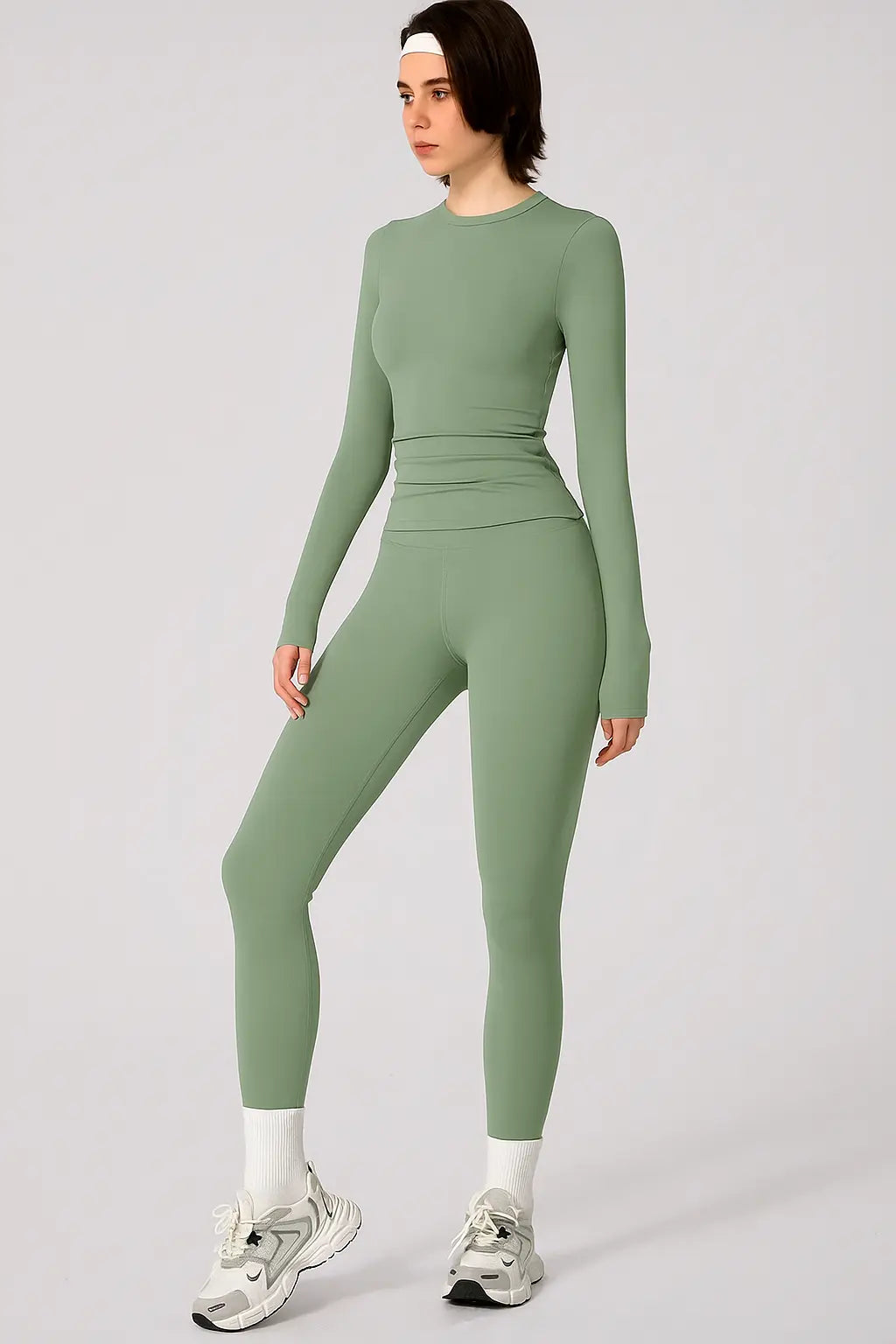 High Elastic Round Neck Slim Fit Athletic Set