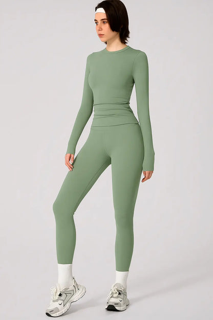 High Elastic Round Neck Slim Fit Athletic Set