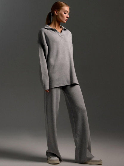 Signature Loft-Knit Open-Collar Lounge Set