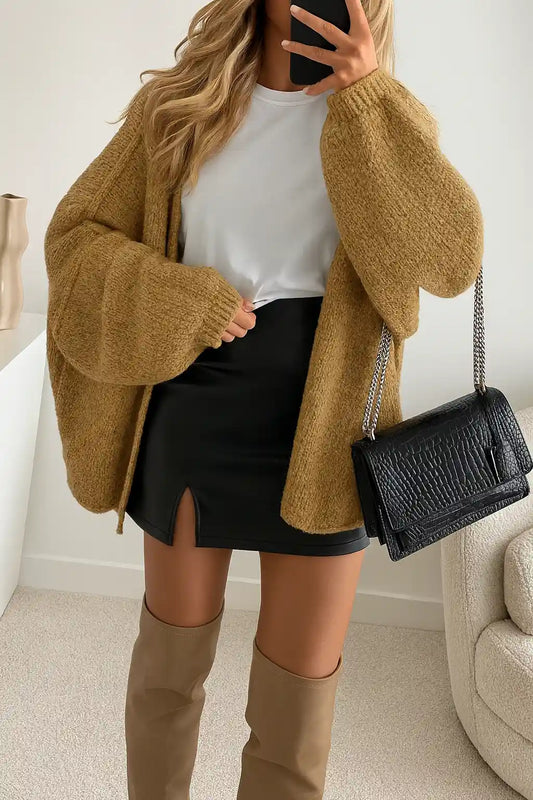 Cozy Oversized Lantern Sleeve Cardigan