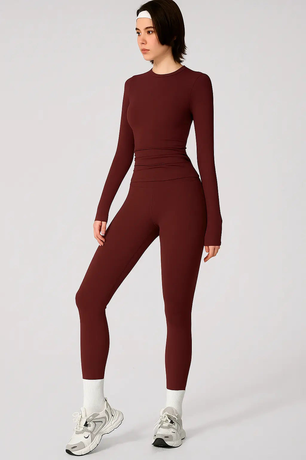 High Elastic Round Neck Slim Fit Athletic Set
